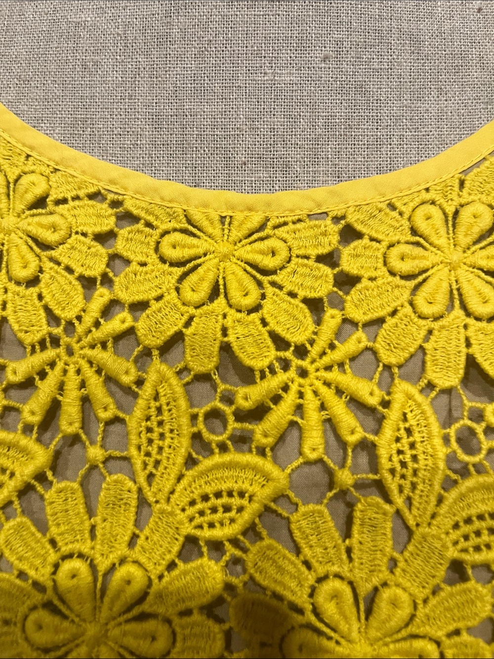 Talbots Yellow Floral Crochet Lace Short Sleeve Top - Picture 2 of 5